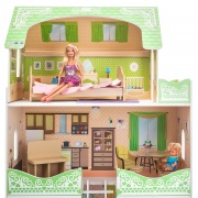Деревянный кукольный домик "Луиза Виф", с мебелью 7 предметов в наборе, для кукол 20 см