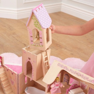 Деревянный кукольный домик "Замок принцессы", с мебелью 17 предметов в наборе, для кукол 12 см