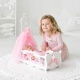 Кроватка - колыбелька для кукол с постельным бельем и балдахином, цвет: белый - 1