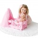 Кроватка - колыбелька для кукол с постельным бельем и балдахином, цвет: розовый - 1
