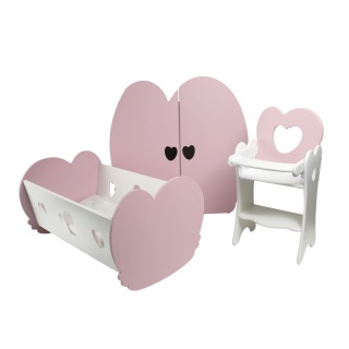 Набор кукольной мебели 3 предмета, цвет: нежно-розовый