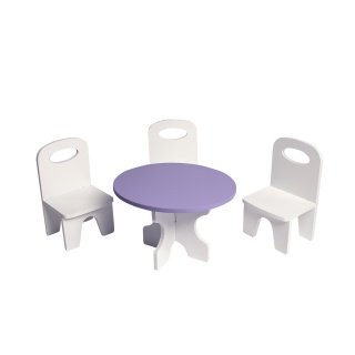 Набор мебели для кукол "Классика": стол + стулья, цвет: белый/фиолетовый
