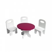 Набор мебели для кукол "Классика": стол + стулья, цвет: белый/ягодный