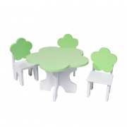 Набор мебели для кукол "Цветок": стол + стулья, цвет: белый/салатовый