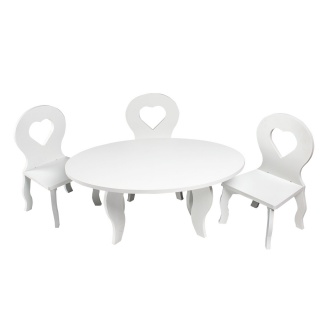 Набор мебели для кукол "Шик": стол + стулья, цвет: белый