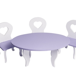 Набор мебели для кукол Шик Мини: стол + стулья, цвет: белый/фиолетовый