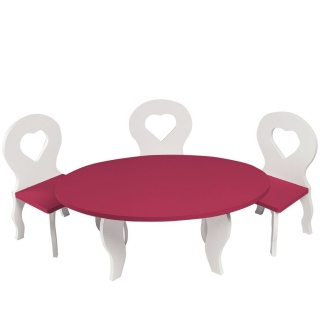 Набор мебели для кукол Шик Мини: стол + стулья, цвет: белый/ягодный