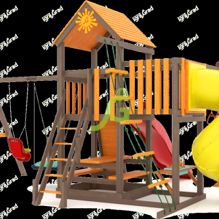 Детская площадка IgraGrad Панда Фани с балконом и трубой
