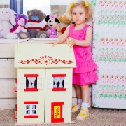 Деревянный кукольный домик "София", с мебелью 14 предметов в наборе, для кукол 15 см