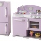 Деревянная игровая кухня для девочек «Ретро с холодильником» цв. Лаванда  - 8