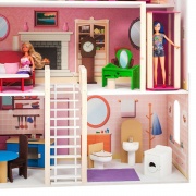 Деревянный кукольный домик "Мечта", с мебелью 31 предмет в наборе, с гаражом и с качелями, для кукол 30 см