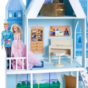 Деревянный кукольный домик "Горный хрусталь", с мебелью 16 предметов в наборе, для кукол 30 см