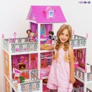 3-этажный кукольный дом (7 комнат, мебель, 3 куклы) 