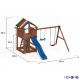 Игровой набор для детской площадки: домик с тентом, горка с лестницей, песочница, канат, веревочная лестница, скалолазная доска и 2 качели - 9