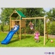Набор для игровой площадки: детский домик с песочницей и 2скатной крышей, горкой и 2мя качелями - 9