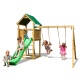 Набор для игровой площадки: детский домик с песочницей и 2скатной крышей, горкой и 2мя качелями - 4