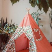 Детская палатка «Вигвам» коралловый, в комплекте с ковриком и подушками