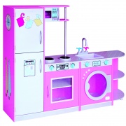 Большая игровая кухня PINK с холодильником и стиральной машиной 